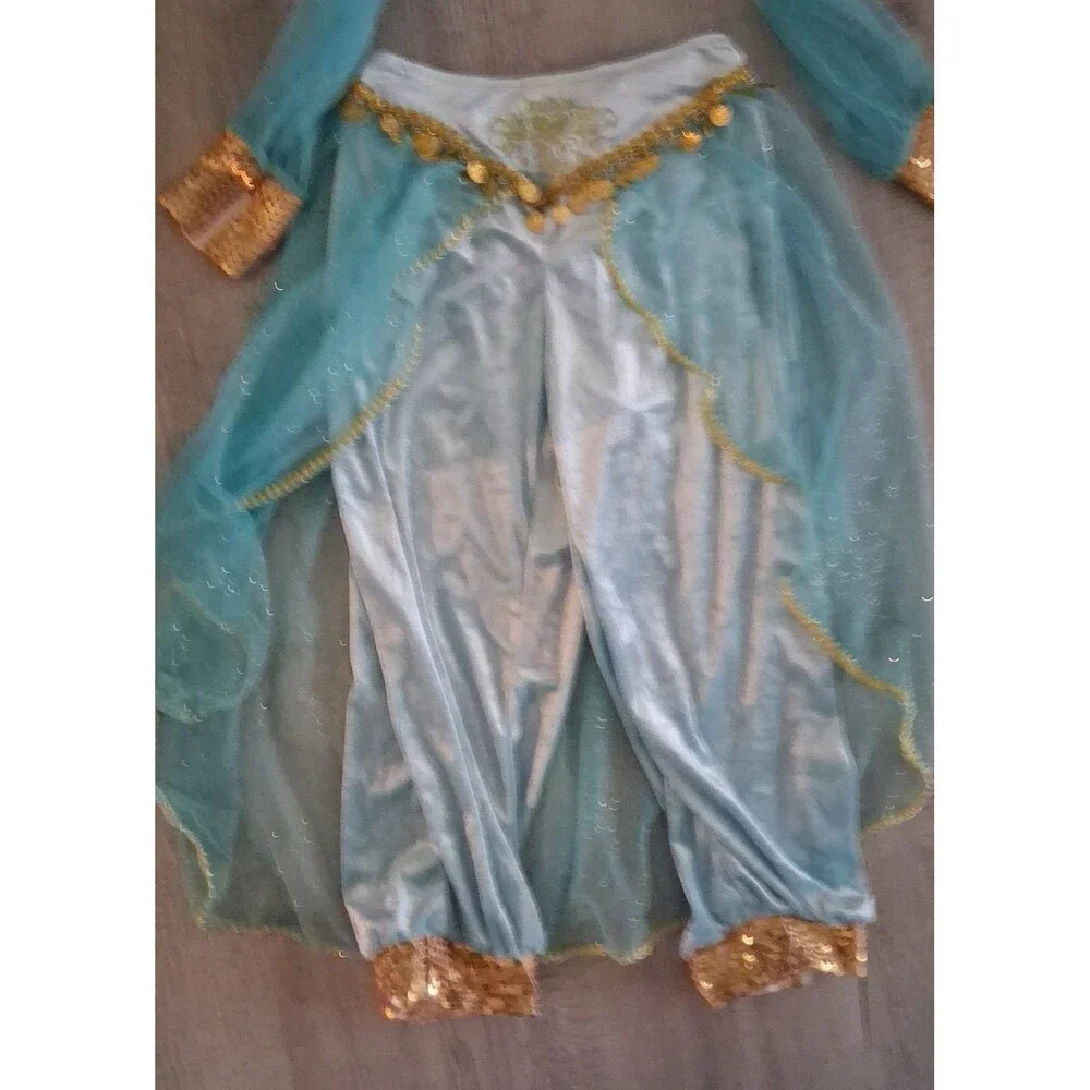 Girls Jasmine Aladdin Costume with Cape and Pants head set 3 pieces sz 7-8